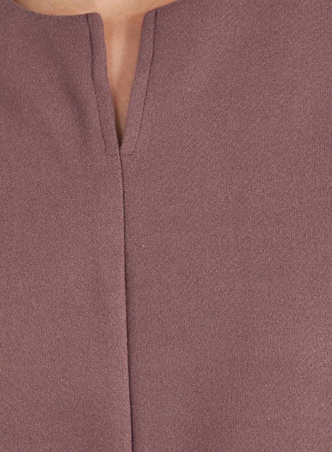 Styli Split Neck Crop Top with 3/4 Sleeves