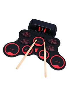 Portable Electronic Drum Set Digital Roll-Up MIDI Drum Kit 9 Silicon Durm Pads Built-in Stereo Speakers Rechargeable Lithium Battery with 2 Foot Pedals for Kids Children Beginners