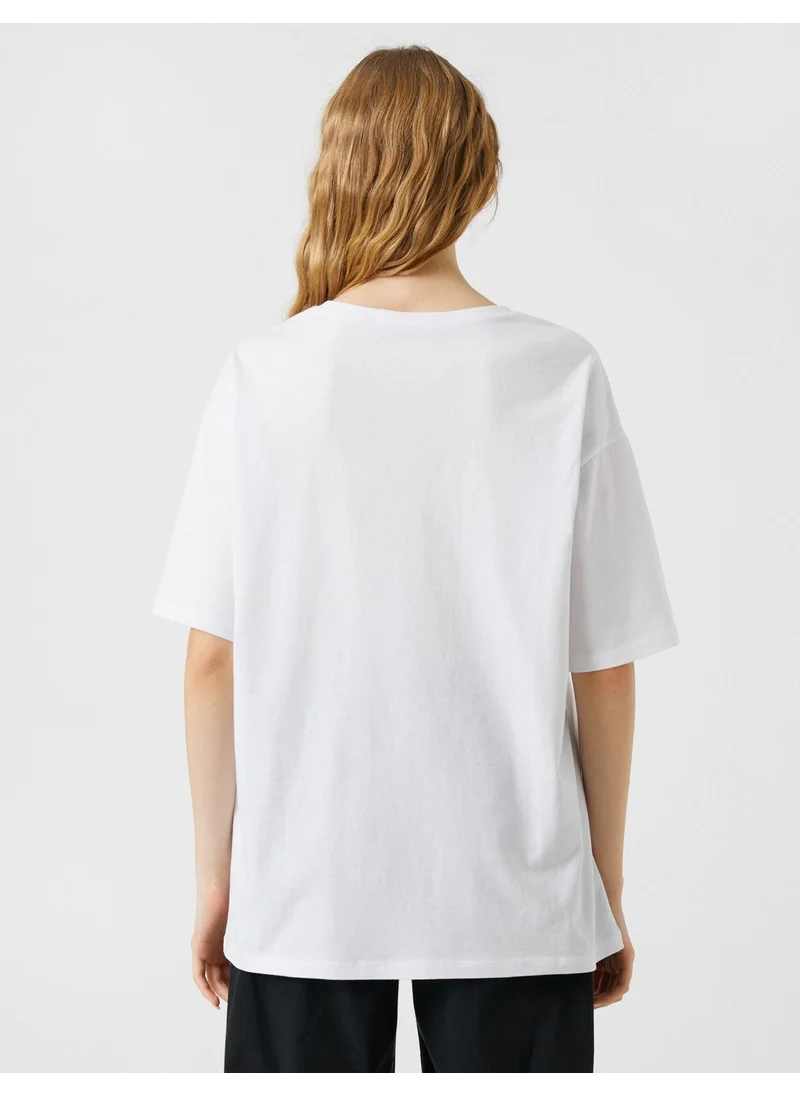 كوتون Anime T-Shirt Oversize Printed Short Sleeve Crew Neck