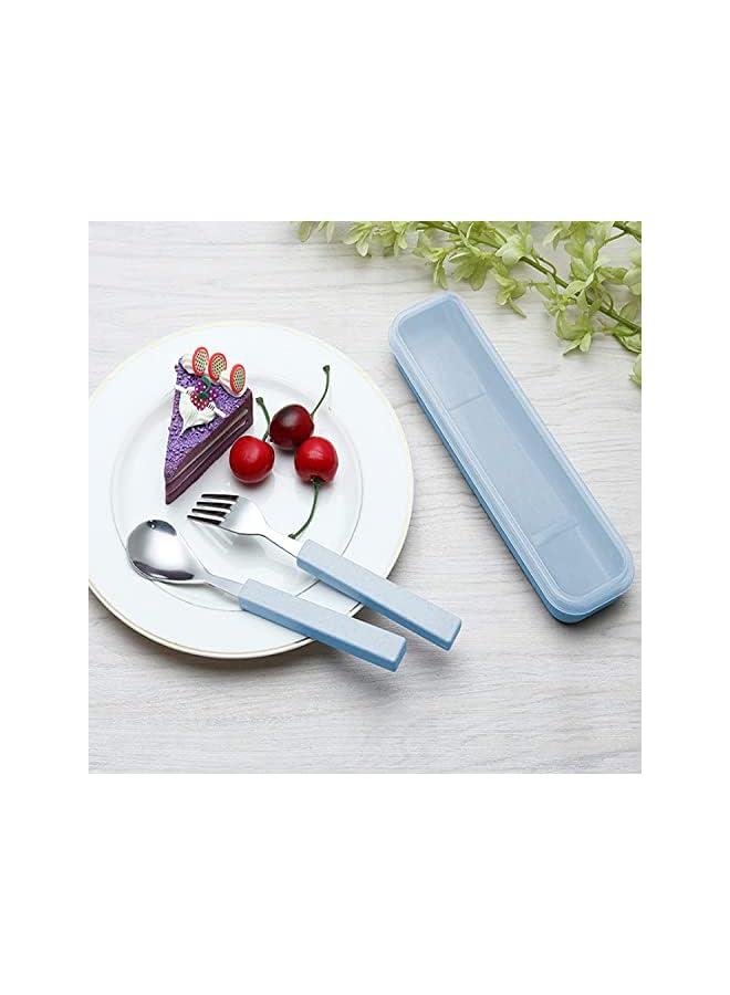 SYOSI Set Children Utensils Set 18/10 Stainless Steel Child Silverware Knife Spoon Fork Set with Travel Case for Kids Lunch Box 3-Piece (Blue) - Image 3