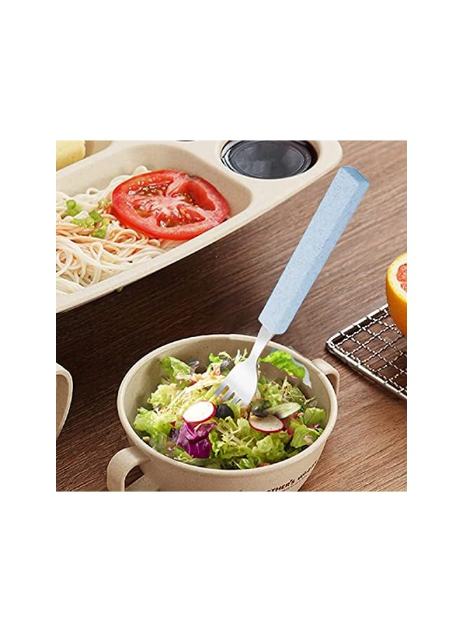 SYOSI Set Children Utensils Set 18/10 Stainless Steel Child Silverware Knife Spoon Fork Set with Travel Case for Kids Lunch Box 3-Piece (Blue) - Image 4