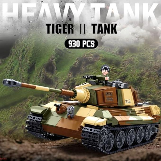 Sluban WW2 Tiger II Army Tank, Building Kit Set, Military Model Toys, with 4 Soldier Figures, Gifts for 6-12 Years Kids Old Army Toys, Compatible with Lego Tank, 930 PCS - Image 5