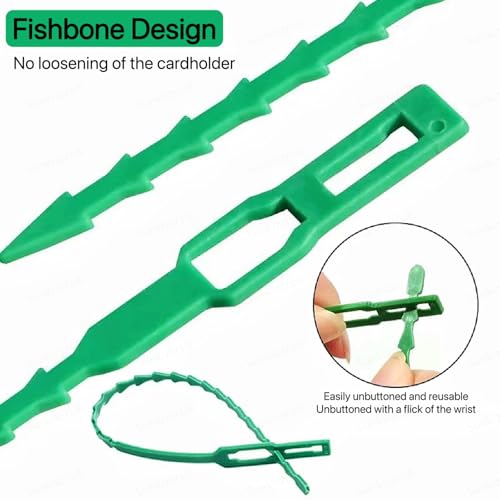 Sunkizzrs® Plant Ties Strap (100-Pcs x 17cm)—Reusable, Adjustable, Gentle Plant Support Ties for Effective Growing—Multi-Use Support Tie Tape for Gardening, Wire Organizer, Cable Management (Plastic) - Image 3