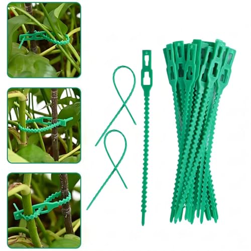 Sunkizzrs® Plant Ties Strap (100-Pcs x 17cm)—Reusable, Adjustable, Gentle Plant Support Ties for Effective Growing—Multi-Use Support Tie Tape for Gardening, Wire Organizer, Cable Management (Plastic) - Image 1