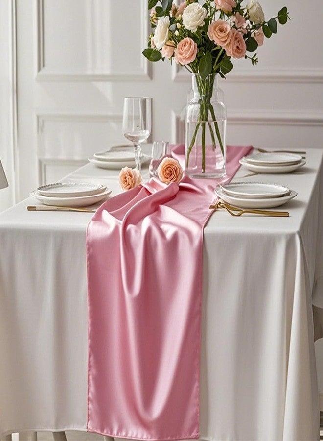 Gankar Satin Pink Table Runners 10 Pack, 12 x 108 Inches Long, 100% Polyester, for Wedding Party Gender Reveal Birthday Table Restaurant Decor - Image 5