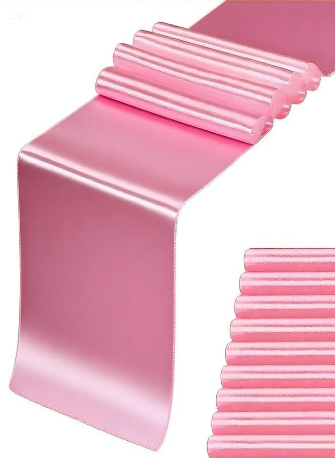 Gankar Satin Pink Table Runners 10 Pack, 12 x 108 Inches Long, 100% Polyester, for Wedding Party Gender Reveal Birthday Table Restaurant Decor - Image 1