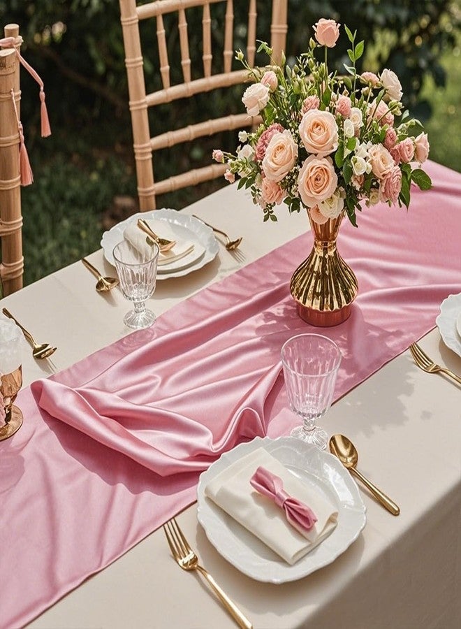 Gankar Satin Pink Table Runners 10 Pack, 12 x 108 Inches Long, 100% Polyester, for Wedding Party Gender Reveal Birthday Table Restaurant Decor - Image 3