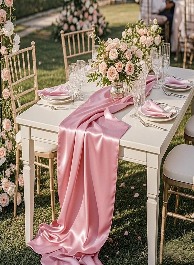 Gankar Satin Pink Table Runners 10 Pack, 12 x 108 Inches Long, 100% Polyester, for Wedding Party Gender Reveal Birthday Table Restaurant Decor - Image 4