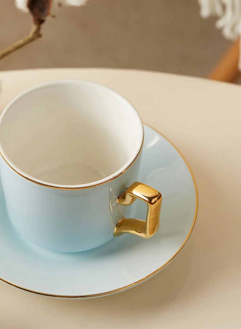 AURORA Gold Rim Tea Cup With Saucer