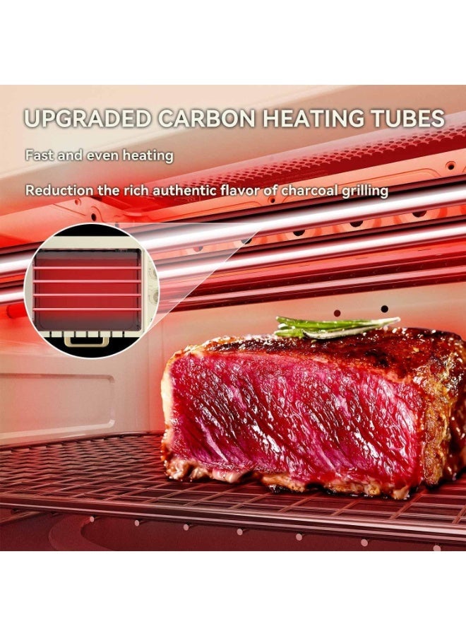 YOUWE7 Indoor Smokeless Electric Grill for Kabob Skewers - 1000W Indoor Tabletop BBQ Grill Smokeless Auto 360° Rotating Rotisserie, Indoor Barbecue with Removable Grill Pan, Dual Zone Cooking - Image 3
