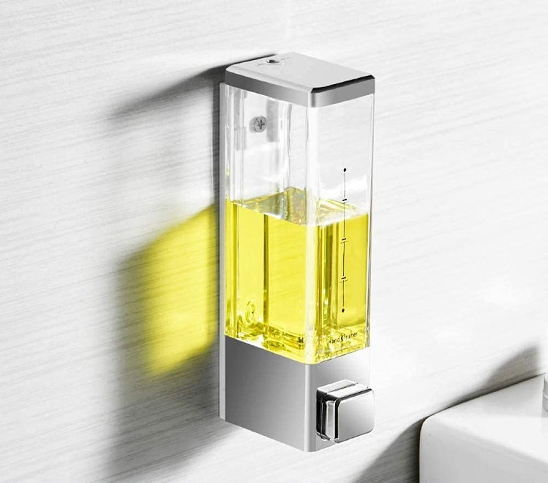 SUNBIRD Wall Mounted Liquid Soap Dispenser 350ML Silver Chrome Dispenser Shower Bathroom Lotion Bath Pump Dispensers, Pack of 1 - Image 1