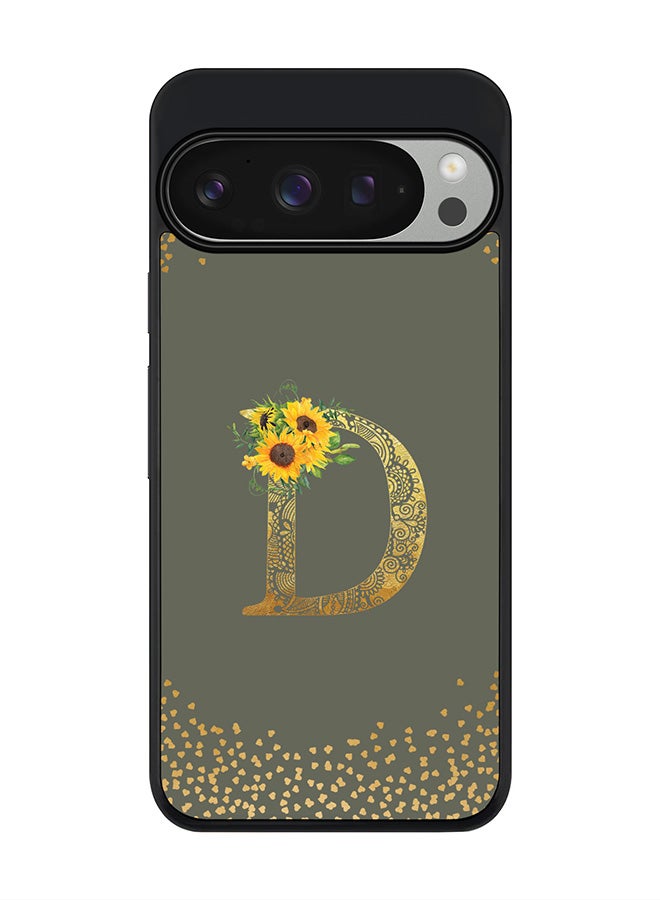 Stylizedd For Google Pixel 9 Pro Case,Slim fit Camera Protection, Shockproof Thin Phone cover - Custom Floral Monogram - D (Olive Green ) - Image 1