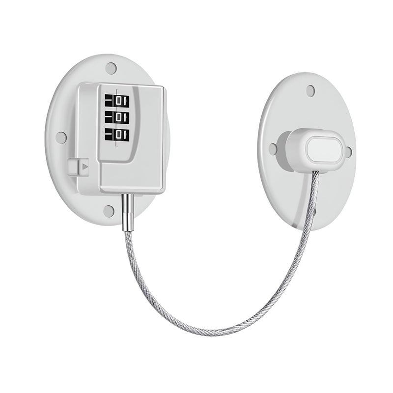 Drawer Safety Lock - 3-Digit Code Adhesive Lock for Fridge, Freezer, Cabinets, and Drawers, Clean White Appearance - Image 1