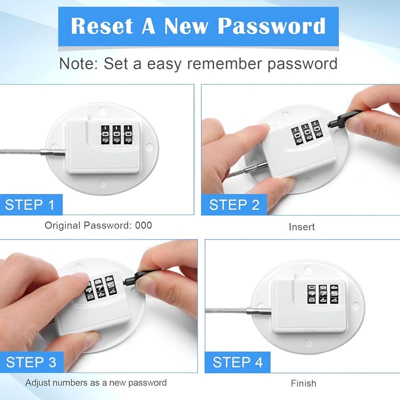 Drawer Safety Lock - 3-Digit Code Adhesive Lock for Fridge, Freezer, Cabinets, and Drawers, Clean White Appearance - Image 5