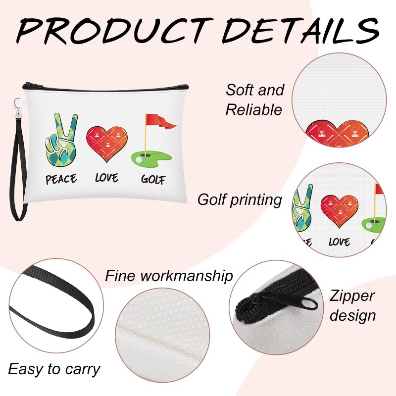 Kacctyen 4 Pieces Golf Gifts Lady Golf Cosmetic Bags Golf Player Gifts Golfer Makeup Bag Inspirational Golf Pouch Zipper Golf Wristlet Wallet Golf Accessories for Women Golf Lover Player, 4 Styles - Image 3