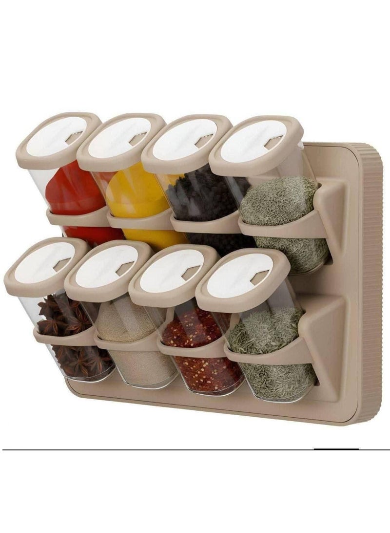Acrylic spice set 2 tiers 8 pieces with stand
