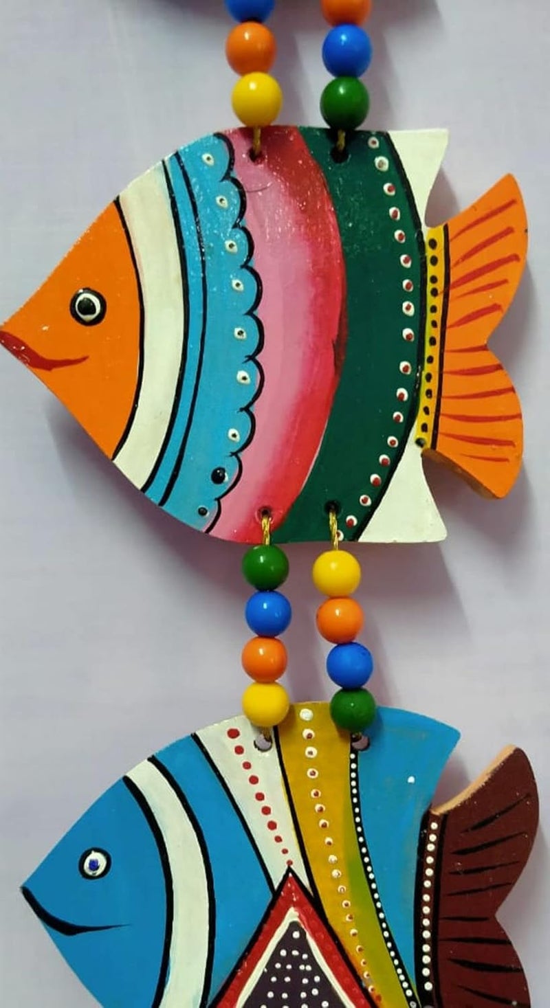 NOKHWAL Fish Hanging Handmade Hand Painted Fishes for Garden Balcony Main Door Wall Hanging Decoration Hanging Decorative Items for Room Wall Dcor for Home - Image 3