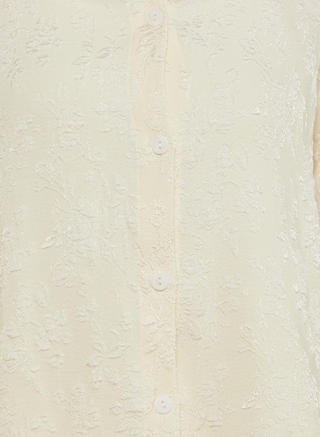 ستايلي قميص بياقة واسعة بنقش الجاكار كبير الحجم - Image 4