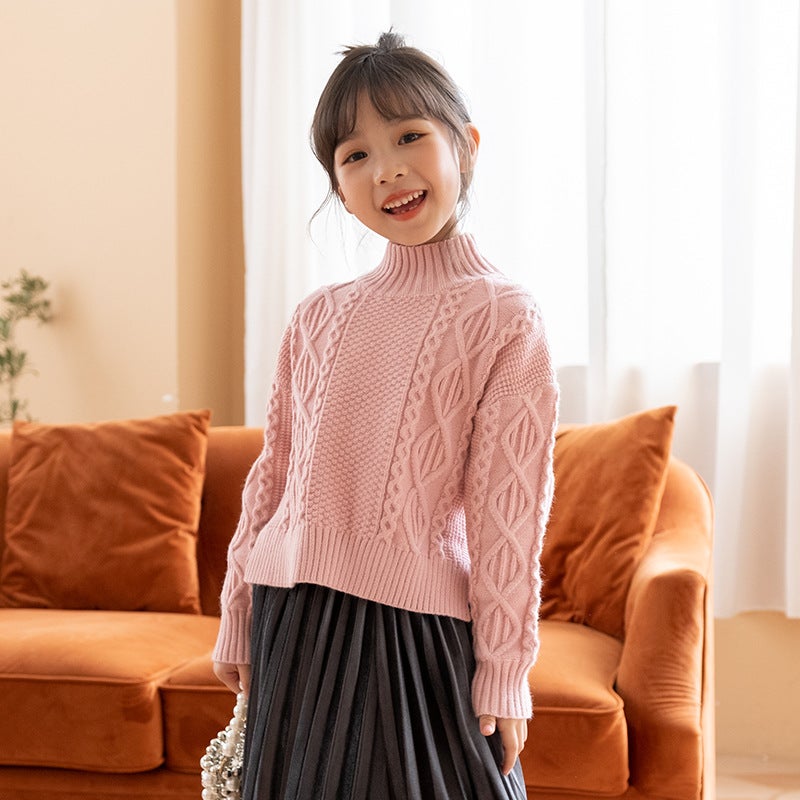 Girls Velvet Pleated A-Line Skirt Autumn 13226 Pink Sweater 
