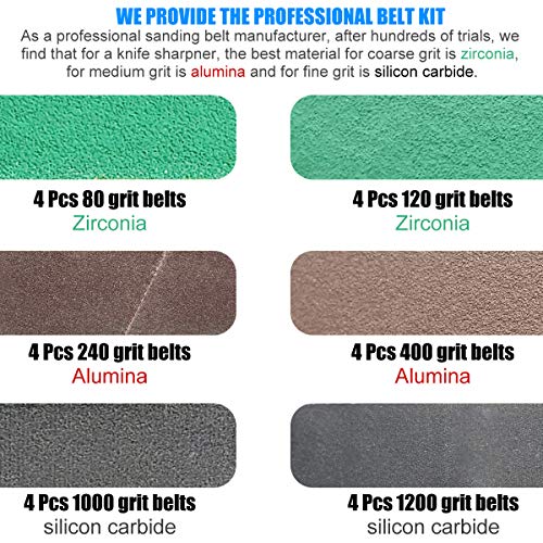 Tockrop 24 Pack 1/2" x 12" Replacement Sharpening Belt Kit for Official Work Sharp (WSKTS & WSKTS-KT/Mk.1 & Mk.2) Knife & Tool Sharpener - 80/120/240/400/1000/1200 Grits Sander Belt - Image 2