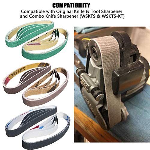 Tockrop 24 Pack 1/2" x 12" Replacement Sharpening Belt Kit for Official Work Sharp (WSKTS & WSKTS-KT/Mk.1 & Mk.2) Knife & Tool Sharpener - 80/120/240/400/1000/1200 Grits Sander Belt - Image 4