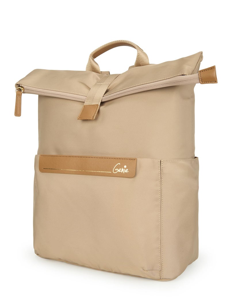 Genie Rogue Formal Backpack For Girls |17 Inch-27 Litres With Top Opening Compartment, Multiple Pocket Laptop & Trolley Sleeve And Organizer |Best For Laptop, Makeup & College/Work Must-Haves - Beige - Image 1