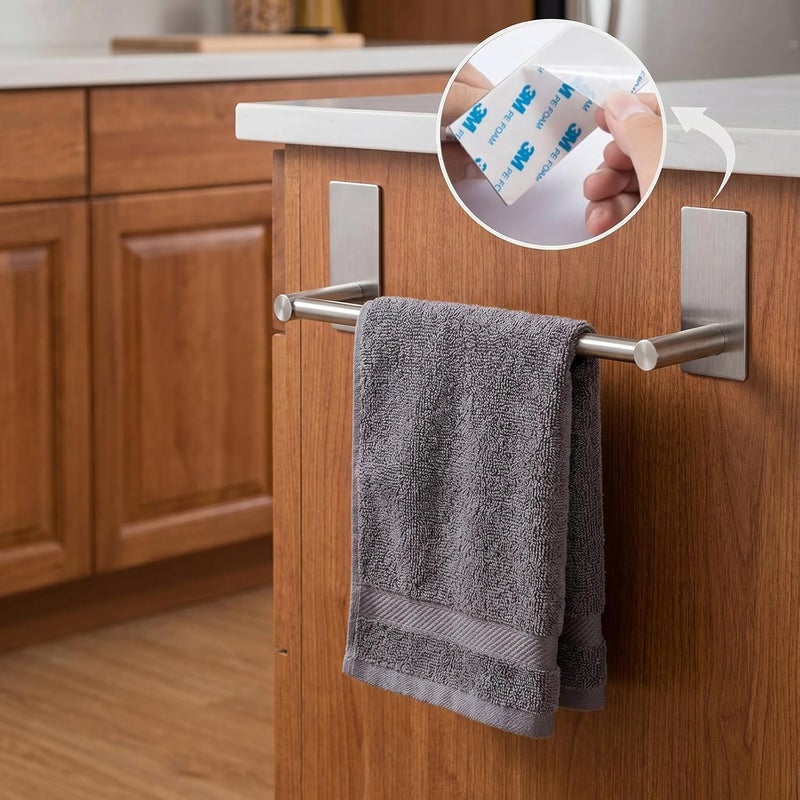 Songtec قضيب مناديل لاصق من Songtec، طول 9 بوصات، يمكن لصقه على رف المناديل، يحتوي على أدوات لحمل المناديل، لا يتطلب حفرًا في الجدار - لون نيكل مطفي - Image 3