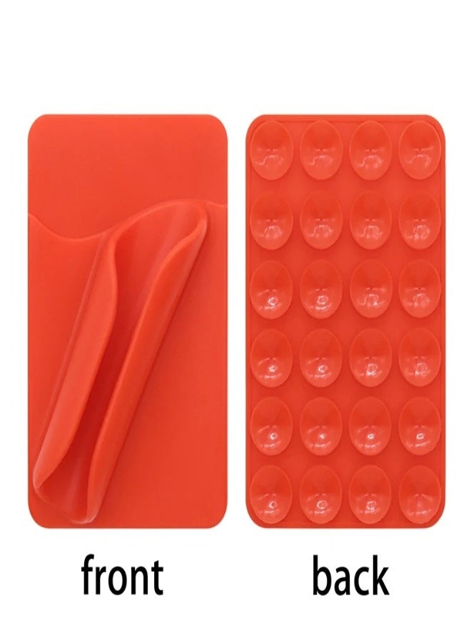 AROAQ 2-in-1 Silicone Mobile Phone Lipstick & Card Holder – Suction Cup Mount, Portable Lip Gloss & Card Organizer for All Phones , Orange - Image 1