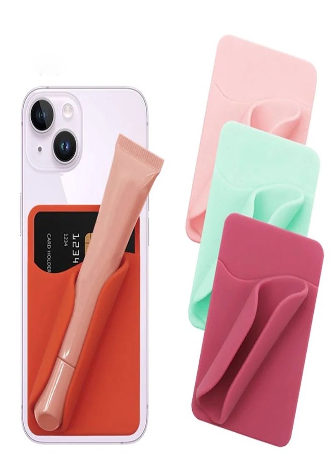 AROAQ 2-in-1 Silicone Mobile Phone Lipstick & Card Holder – Suction Cup Mount, Portable Lip Gloss & Card Organizer for All Phones , Orange - Image 2