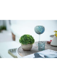 Rock Pow Artificial Boxwood Faux Plant Indoor- Topiary Small Desk Plant Decor for Bedroom Office Cubicle Shelf Decor Window Will Plant Shelf Decoration Dorm Kitchen Counter, Farmhouse Home Decor Accent 2pc  - Image 4