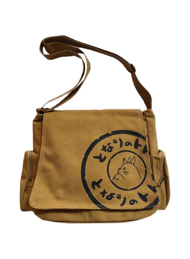 Canvas Bag Animation Surrounding My Neighbor Is Totoro Shoulder Bag Totoro Backpack Messenger Bag Casual Bag-Colour:Army Green (400g In Stock)  - Image 5