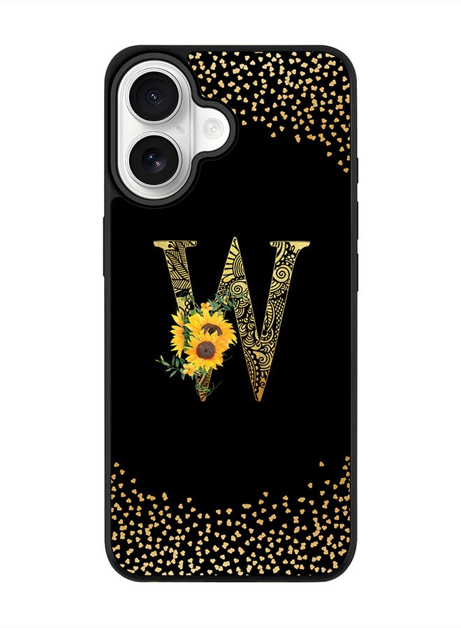 Stylizedd iPhone 17 Case, [Compatible with MagSafe] Slim Magnetic cover Phone Case iPhone 17 -Custom Floral Monogram - W ( Black ) - Image 1