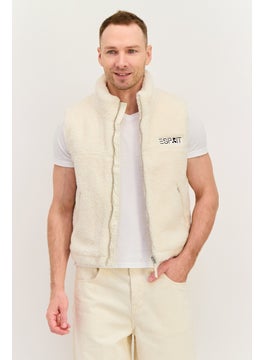 Esprit x Rest and Recreation Men Embroidered Logo Vest Jackets, Light Beige  - Image 1