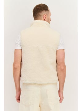 Esprit x Rest and Recreation Men Embroidered Logo Vest Jackets, Light Beige  - Image 3