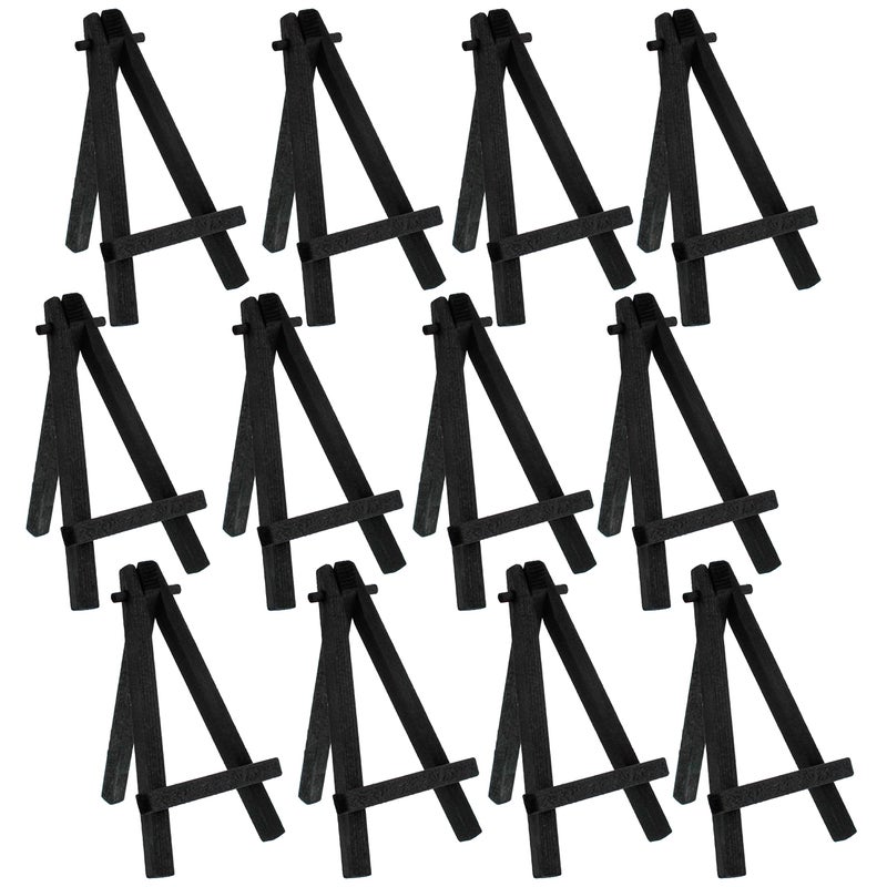 US Art Supply 5 Mini Easel 12 Pack Black Wooden AFrame Tabletop Display Stand Mini Easel Stand Small Easels for Display Small Canvases Crafts Business Cards Signs Photos Gifts
