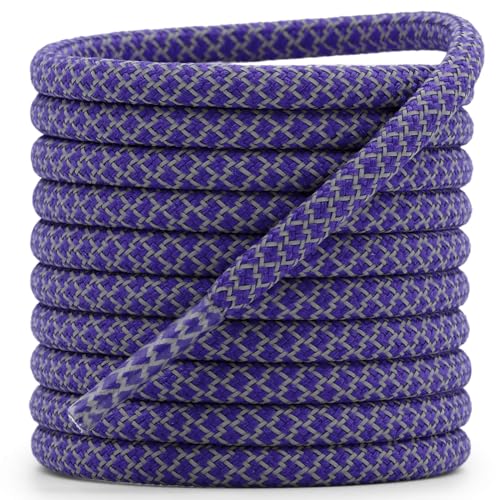 DELELE 2 Pairs 4/25" Thick Round Reflective Shoe Laces Dark Purple Safety Highlight Rope 47 inches - Image 1