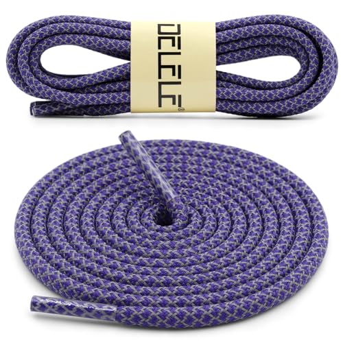 DELELE 2 Pairs 4/25" Thick Round Reflective Shoe Laces Dark Purple Safety Highlight Rope 47 inches - Image 2