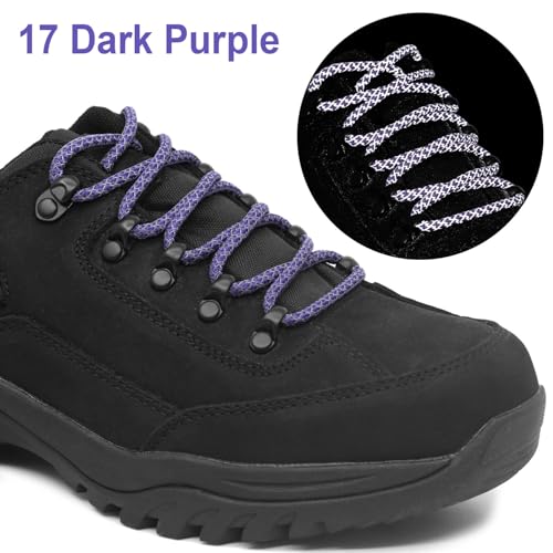 DELELE 2 Pairs 4/25" Thick Round Reflective Shoe Laces Dark Purple Safety Highlight Rope 47 inches - Image 3