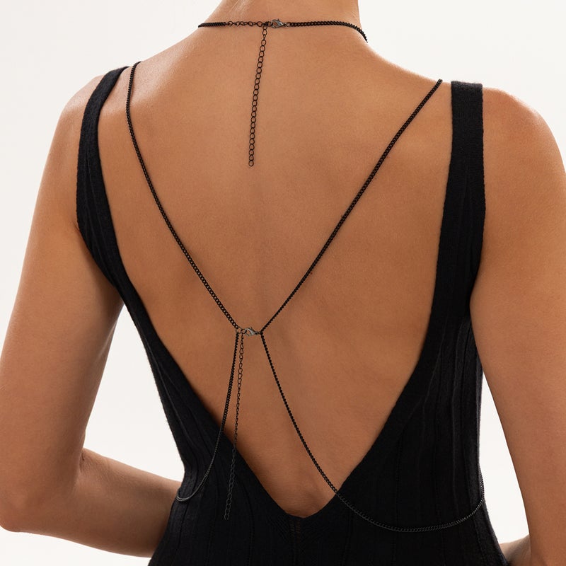 Women's Gothic Spiderweb Metal Chain Chest Body Chain Minimalist Dark Style 2026 Summer - Image 4