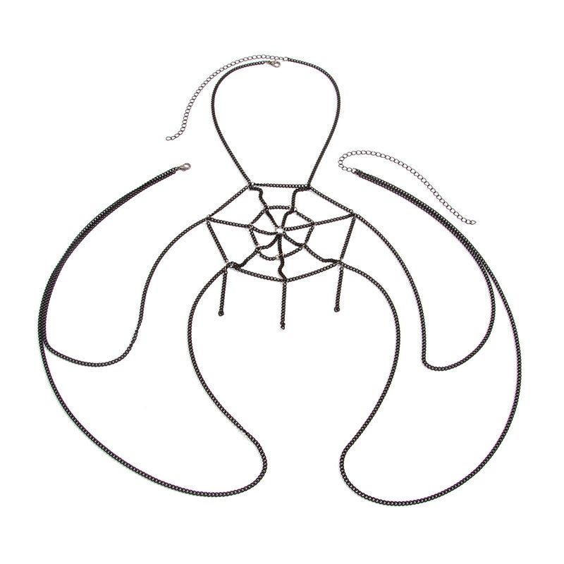 Women's Gothic Spiderweb Metal Chain Chest Body Chain Minimalist Dark Style 2026 Summer - Image 5