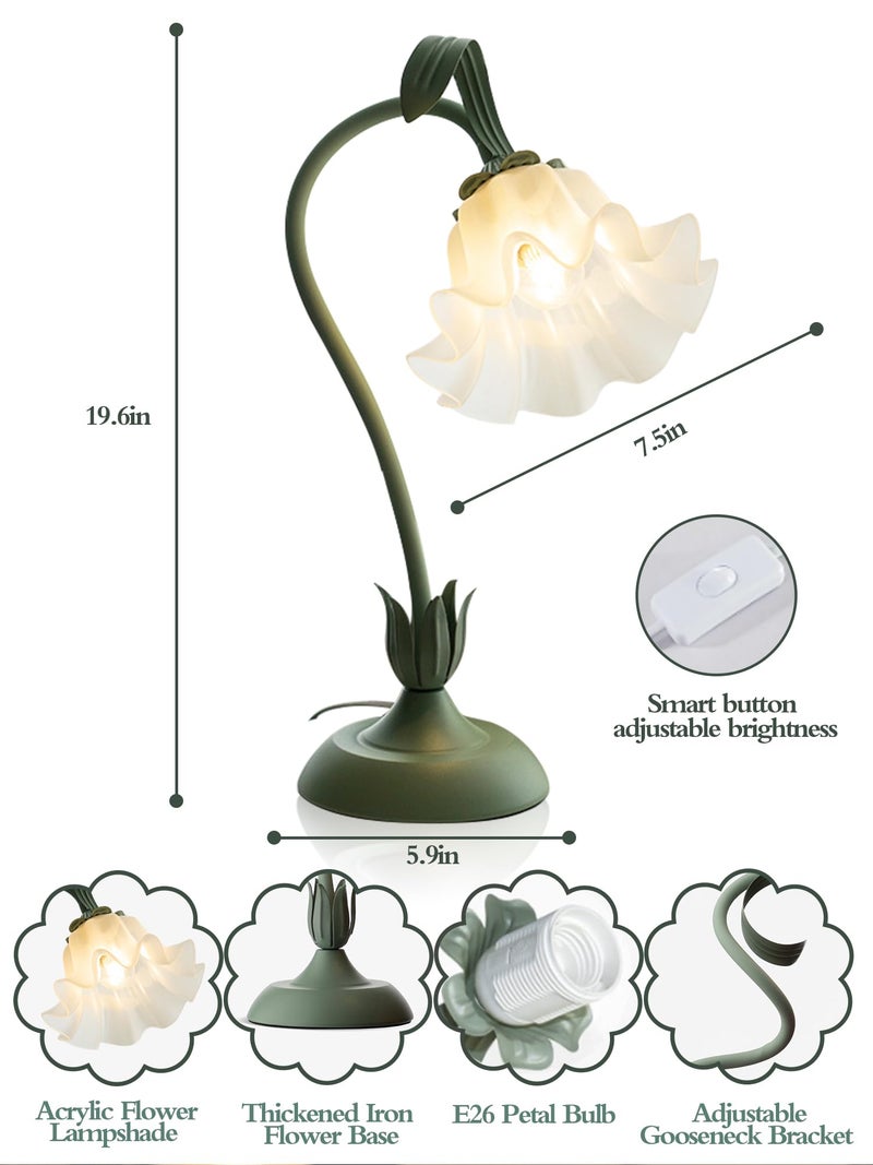 AQDZCNF Flower Table Lamp,LED Reading Light Bedside Vintage Flower Night Light,3 Colors Modes Kawaii Bedside Lamps Decor,Living Room Bedroom Room Lighting Table Lamps Home Decoration (Green) - Image 5