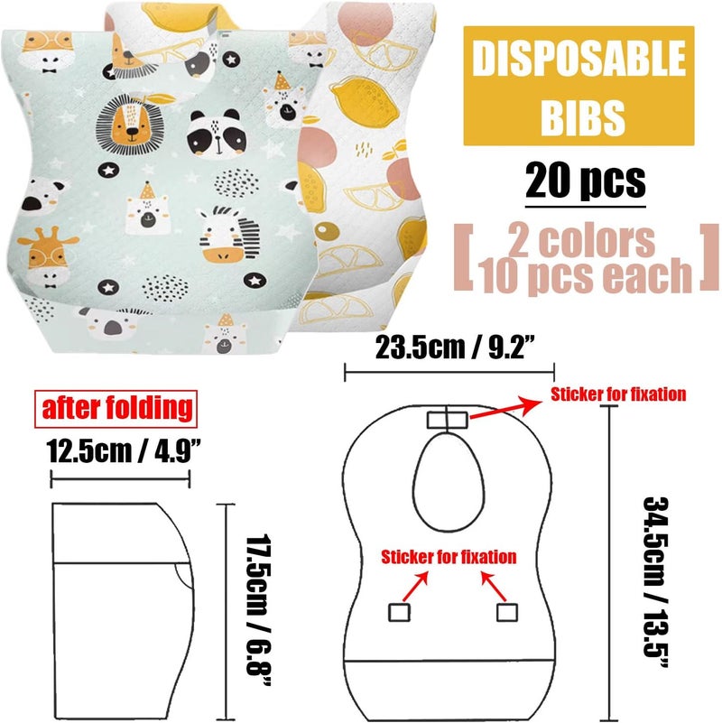 CNYMANY 40 pcs Disposable Bibs and Placemats for Baby Leak Proof Travel Feeding Bibs and Place Mats for Infants Toddlers for Traveling and Outdoor Use - Image 2