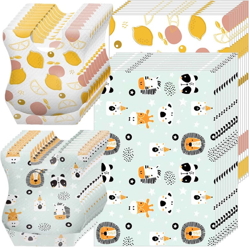 CNYMANY 40 pcs Disposable Bibs and Placemats for Baby Leak Proof Travel Feeding Bibs and Place Mats for Infants Toddlers for Traveling and Outdoor Use - Image 1