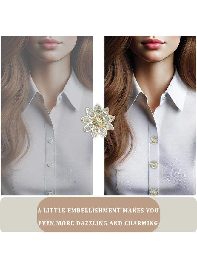 2pcs Fashion Luxury Rhinestone Flower Cufflinks, Decorative Shirt Button Covers for Men and Women, Men's Candora/Dishdasha Button Covers, easy to wear off, no need for needle and thread stitching, can be used for daily wear, holiday parties and dinners, gift for your friends! - Image 4