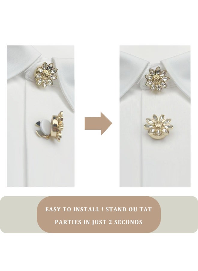 2pcs Fashion Luxury Rhinestone Flower Cufflinks, Decorative Shirt Button Covers for Men and Women, Men's Candora/Dishdasha Button Covers, easy to wear off, no need for needle and thread stitching, can be used for daily wear, holiday parties and dinners, gift for your friends! - Image 5