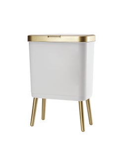 Bathroom Trash Can with Lid, Plastic Garbage Can with Lid, 4 Gal Gold Trash Bin with Push Button, Narrow White Trash Can Waste Basket for Bedroom, Bathroom, Living Room,Office，Dog Proof Trash Can - pzsku/Z51C118B79ACBA0B79915Z/45/_/1697089234/5576dae7-b31c-4280-a235-49d2365fc400