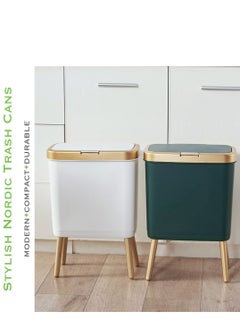 Bathroom Trash Can with Lid, Plastic Garbage Can with Lid, 4 Gal Gold Trash Bin with Push Button, Narrow White Trash Can Waste Basket for Bedroom, Bathroom, Living Room,Office，Dog Proof Trash Can - pzsku/Z51C118B79ACBA0B79915Z/45/_/1697089236/5e2a2808-0563-4651-96af-fa6a89738e06