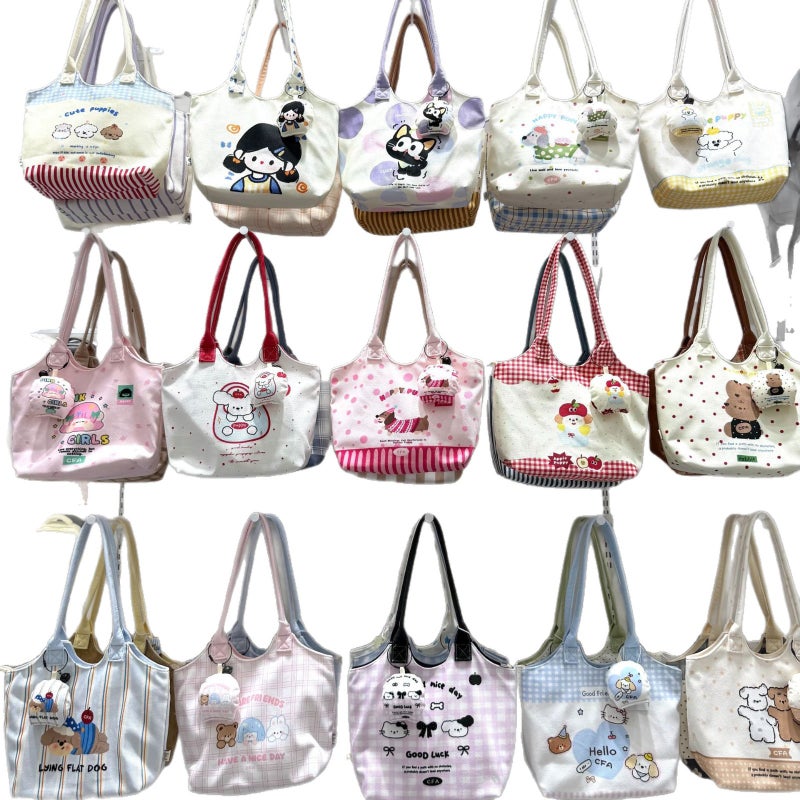 Korean Cute Cartoon Print Women's Tote Bag Large Capacity Shoulder Bag - Image 5