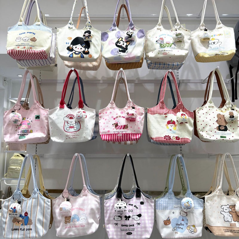 Korean Cute Cartoon Print Women's Tote Bag Large Capacity Shoulder Bag - Image 2