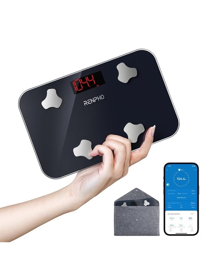 RENPHO - Travel Scale for Body Weight, Mini Bathroom Scale for Body Fat, Portable Elis Go Weight Scale for Traveling with Storage Case, 13 Body Composition Analyzer with App, 400 lbs, 11.02" x 7.09" - Image 1